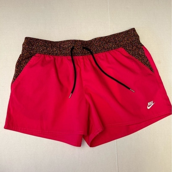 Nike women’s sportswear shorts pink and brown confetti waist band print. Sz M A8 - Picture 6 of 10